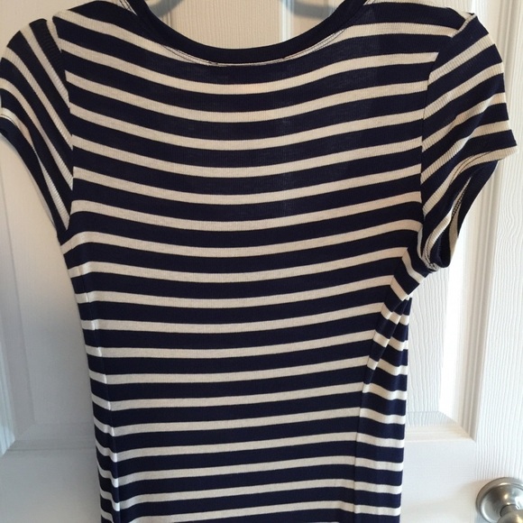 New BCBG Navy white Donesa high low dress maxi size medium short sleeve - Picture 9 of 9